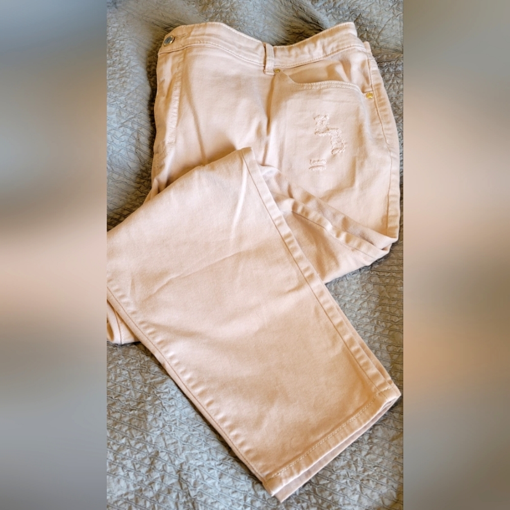 JLo Blush Pink Distressed Jeans